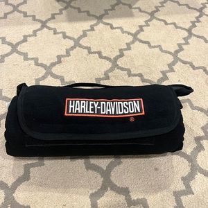 Harley Davison 100th anniversary rollup travel blanket embroidered logo in EUC